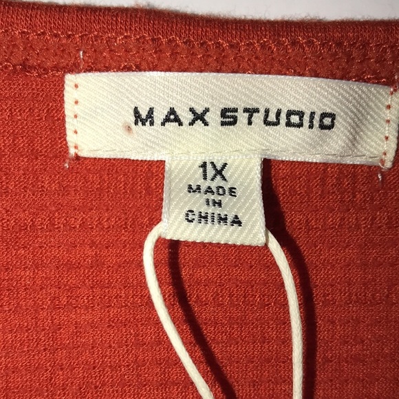 NEW MAX STUDIO TOP PLUS SIZE 1X BURNT ORANGE SCOOP NECK CAP SLEEVES PULLOVER - Picture 8 of 11